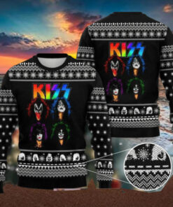 Kiss Band Black And White Pattern 2024 Ugly Christmas Sweater