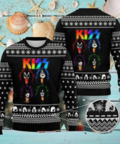 Kiss Band Black And White Pattern 2024 Ugly Christmas Sweater