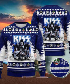 Kiss Band End Of The Final Road Countdown The Final 50 Shows Dark Blue Color 2024 Ugly Christmas Sweater