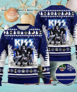 Kiss Band End Of The Final Road Countdown The Final 50 Shows Dark Blue Color 2024 Ugly Christmas Sweater