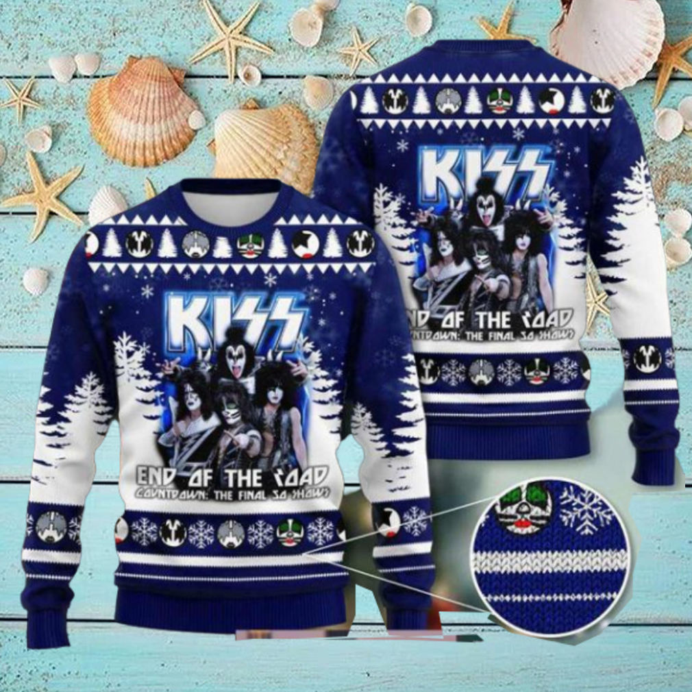 Kiss Band End Of The Final Road Countdown The Final 50 Shows Dark Blue Color 2024 Ugly Christmas Sweater Kiss Band End Of The Final Road Countdown The Final 50 Shows Dark Blue Color 2024 Ugly Christmas Sweater