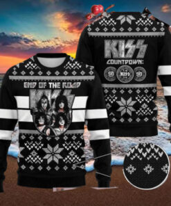 Kiss Band End Of The Road Vintage Pattern Black 2024 Ugly Christmas Sweater