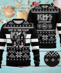 Kiss Band End Of The Road Vintage Pattern Black 2024 Ugly Christmas Sweater