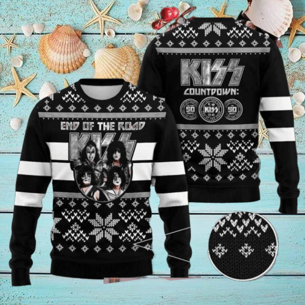 Kiss Band End Of The Road Vintage Pattern Black 2024 Ugly Christmas Sweater Kiss Band End Of The Road Vintage Pattern Black 2024 Ugly Christmas Sweater