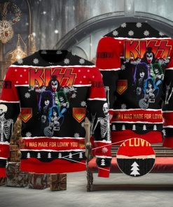 Kiss Roll ‘n Rock I Was Made For Lovin You Ugly Christmas Sweater Design Sweatshirt For Fans Gift