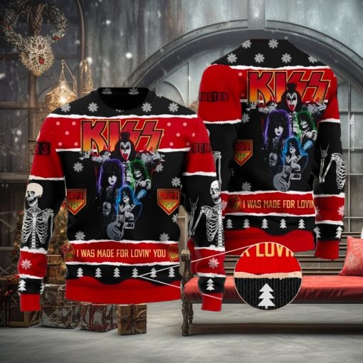Kiss Roll ‘n Rock I Was Made For Lovin You Ugly Christmas Sweater Design Sweatshirt For Fans Gift