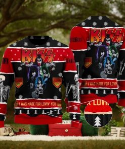 Kiss Roll ‘n Rock I Was Made For Lovin You Ugly Christmas Sweater Design Sweatshirt For Fans Gift