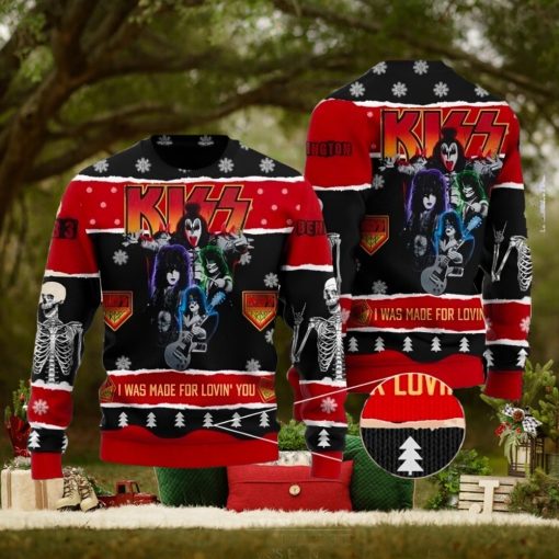 Kiss Roll ‘n Rock I Was Made For Lovin You Ugly Christmas Sweater Design Sweatshirt For Fans Gift