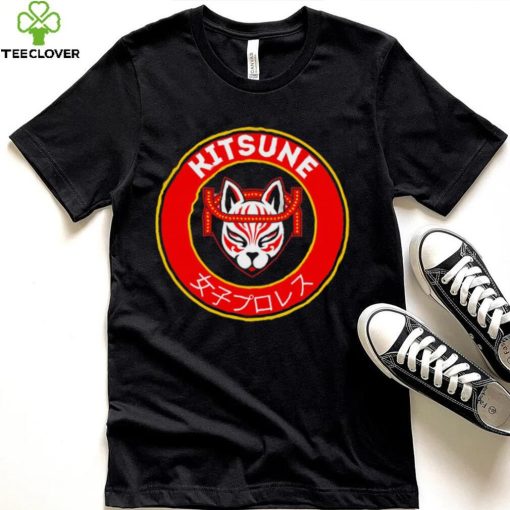 Kitsune professional wrestler logo cartoon shirt