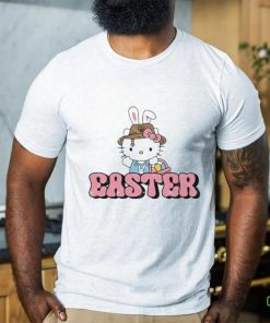 Kitty wearing hat Easter holding a basket of eggs shirt