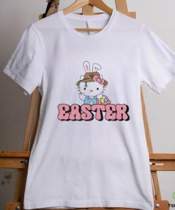 Kitty wearing hat Easter holding a basket of eggs shirt 2 Kitty wearing hat Easter holding a basket of eggs shirt