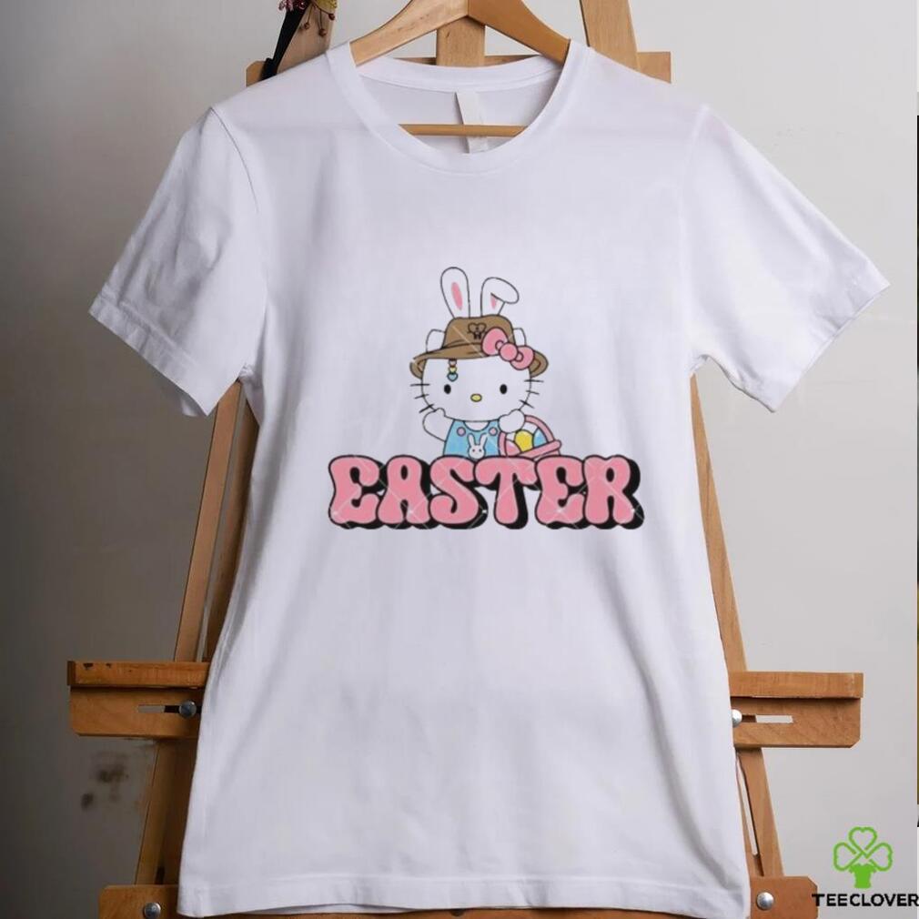 Kitty wearing hat Easter holding a basket of eggs shirt Kitty wearing hat Easter holding a basket of eggs shirt