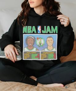 Kristaps Porzingis and Jrue Holiday NBA Jam Boston Celtics basketball shirt