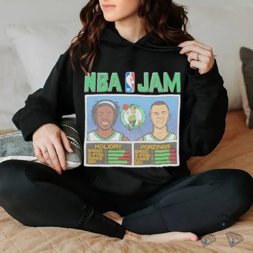 Kristaps Porzingis and Jrue Holiday NBA Jam Boston Celtics basketball hoodie, sweater, longsleeve, shirt v-neck, t-shirt