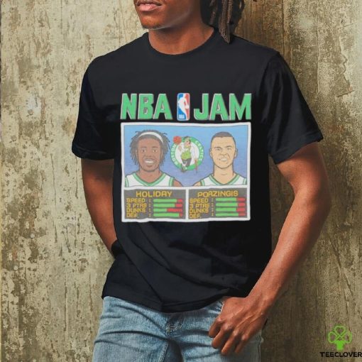 Kristaps Porzingis and Jrue Holiday NBA Jam Boston Celtics basketball hoodie, sweater, longsleeve, shirt v-neck, t-shirt