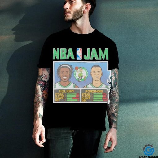 Kristaps Porzingis and Jrue Holiday NBA Jam Boston Celtics basketball hoodie, sweater, longsleeve, shirt v-neck, t-shirt