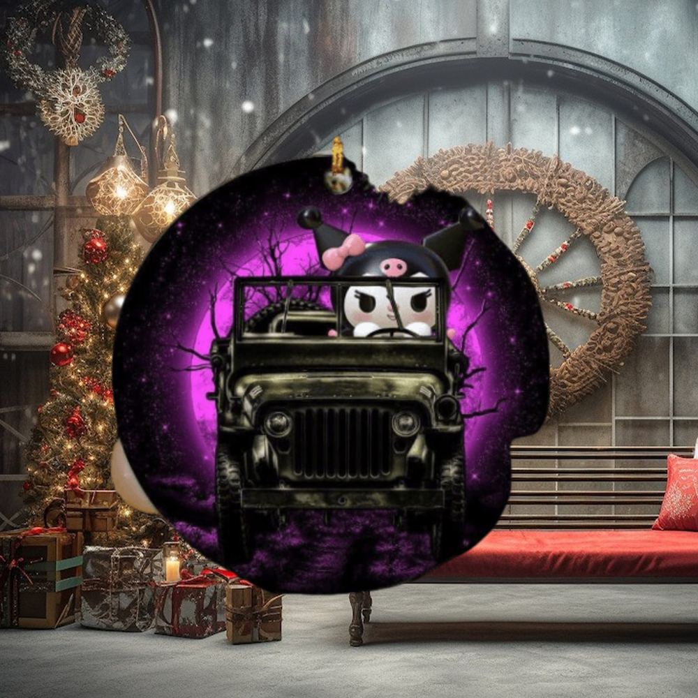 Kuromi Anime Funny Driving Jeep Moonlight Christmas Decorations Ornament Kuromi Anime Funny Driving Jeep Moonlight Christmas Decorations Ornament