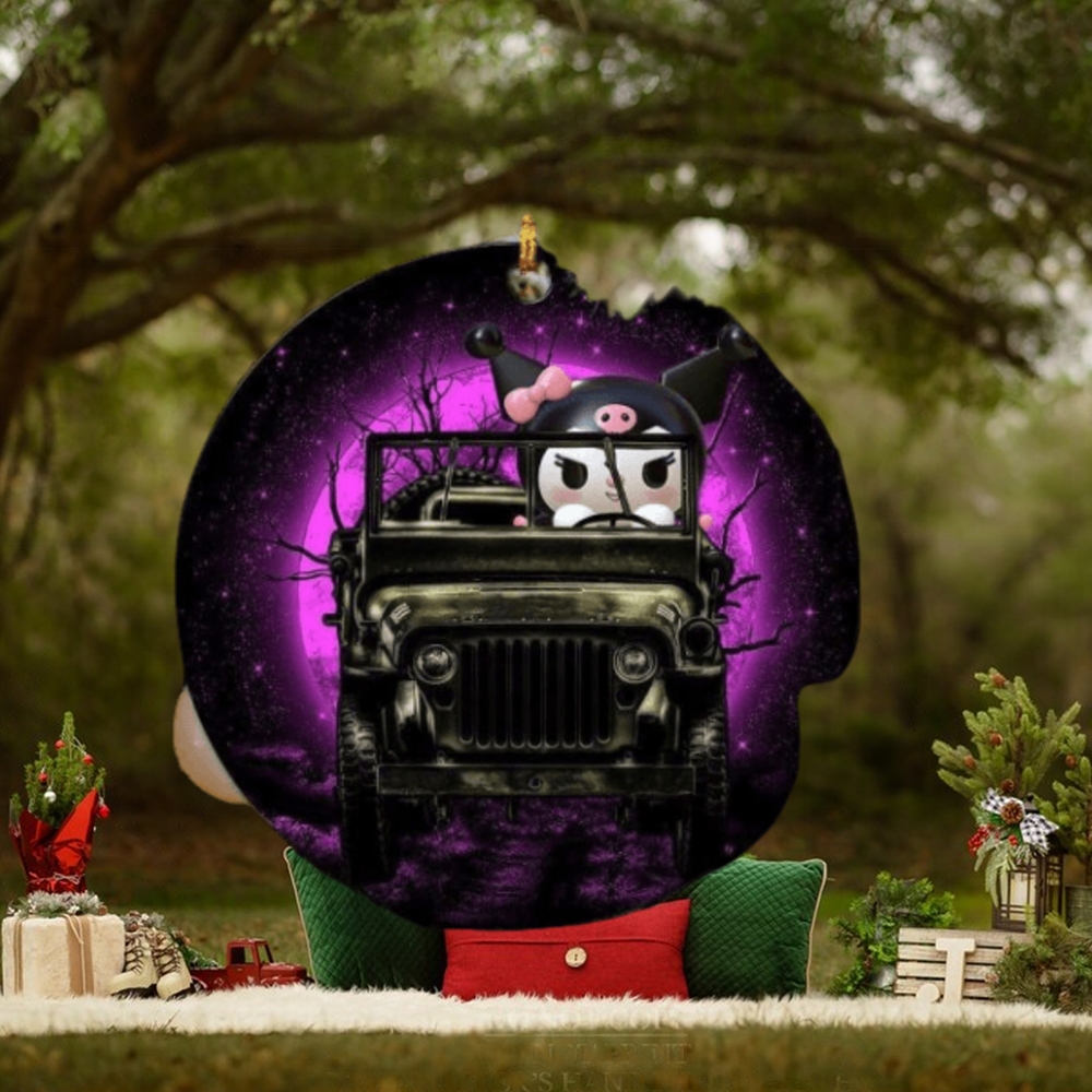 Kuromi Anime Funny Driving Jeep Moonlight Christmas Decorations Ornament Kuromi Anime Funny Driving Jeep Moonlight Christmas Decorations Ornament