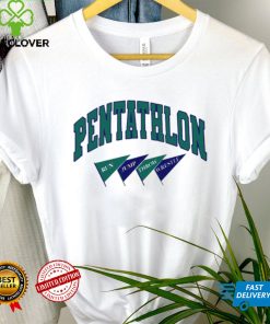 Kyle Merber Pentathlon run jump throw wrestle flag shirt