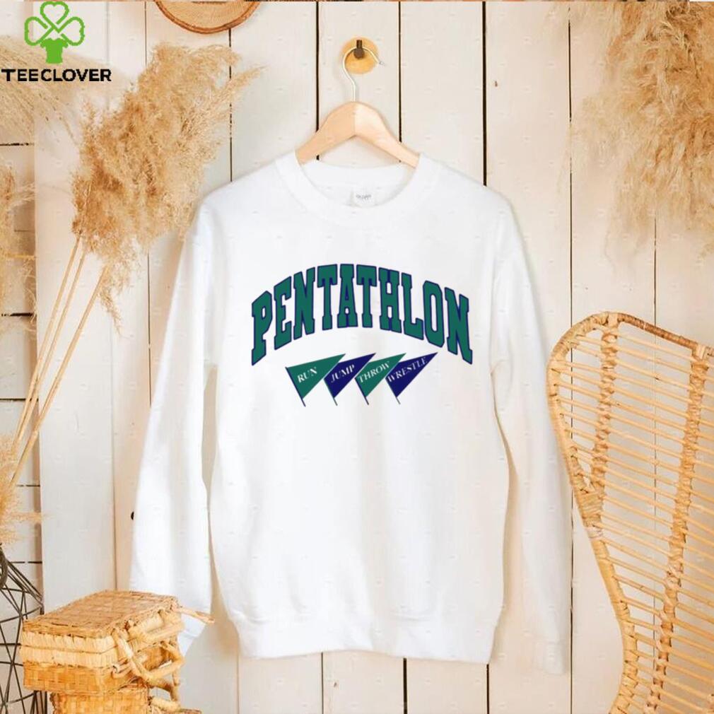 Kyle Merber Pentathlon run jump throw wrestle flag shirt Kyle Merber Pentathlon run jump throw wrestle flag shirt