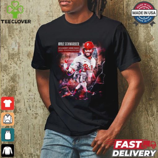 Kyle Schwarber Phillies 14 Leadoff home runs single season MLB record shirt