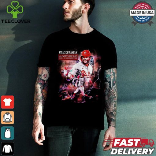 Kyle Schwarber Phillies 14 Leadoff home runs single season MLB record shirt