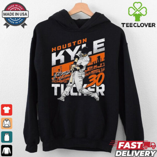 Kyle Tucker 30 Houston Astros Baseball slugger swing skyline signature shirt