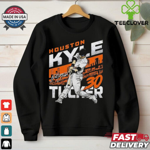 Kyle Tucker 30 Houston Astros Baseball slugger swing skyline signature shirt