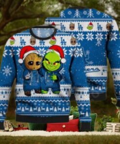 LA Dodgers Baby Groot And Grinch Ugly Christmas Sweater