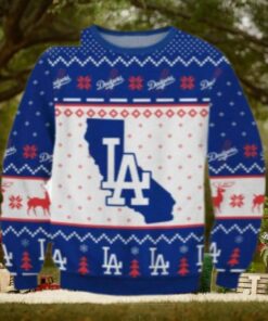 LA Dodgers California Map Ugly Christmas Sweater