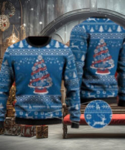 LA Dodgers Christmas Ugly Sweater With Baseball Tree Design