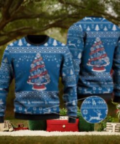 LA Dodgers Christmas Ugly Sweater With Baseball Tree Design