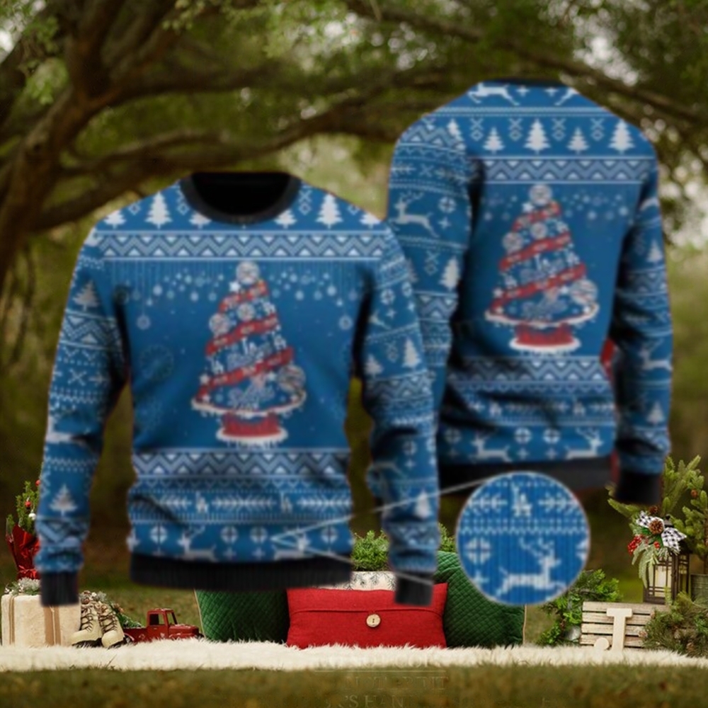 LA Dodgers Christmas Ugly Sweater With Baseball Tree Design LA Dodgers Christmas Ugly Sweater With Baseball Tree Design