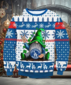 LA Dodgers Gnome Peace Sign Christmas Ugly Sweater
