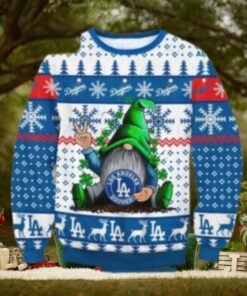 LA Dodgers Gnome Peace Sign Christmas Ugly Sweater