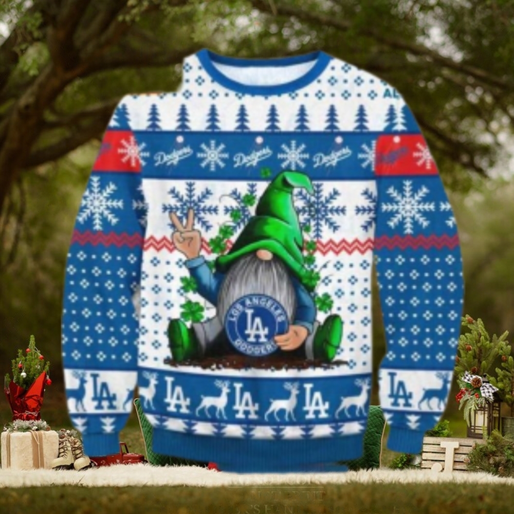 LA Dodgers Gnome Peace Sign Christmas Ugly Sweater LA Dodgers Gnome Peace Sign Christmas Ugly Sweater