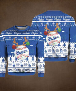 LA Dodgers Reindeer Ugly Christmas Sweater