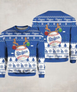 LA Dodgers Reindeer Ugly Christmas Sweater