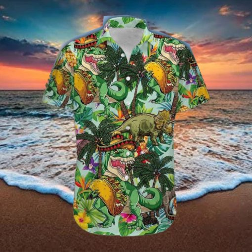 Funny Tacos T Rex Green Unisex Hawaiian Shirts