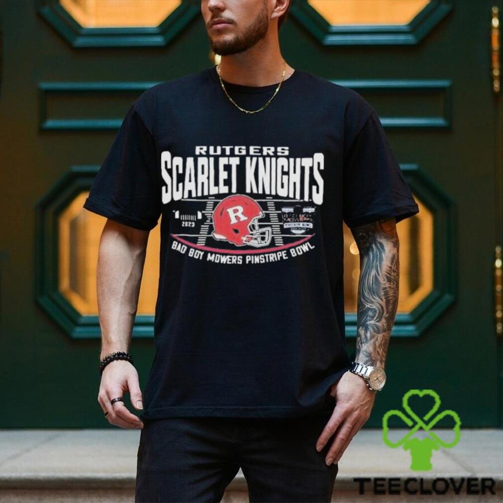 Rutgers Scarlet Knights Red 2023 Bad Boy Mowers Pinstripe Bowl Helmet T Shirt Rutgers Scarlet Knights Red 2023 Bad Boy Mowers Pinstripe Bowl Helmet T Shirt
