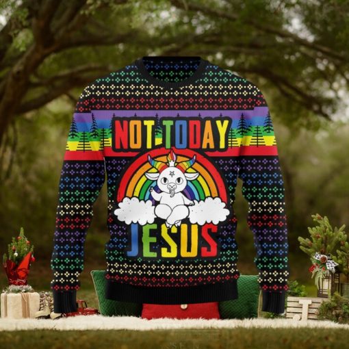 LGBT Not Today Jesus Christmas Unisex Ugly Sweater