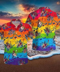 LGBT Proud Hockey Flowers Tropical Hawaiian Shirt For Hockey Lover