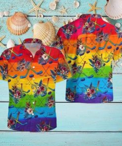 LGBT Proud Hockey Flowers Tropical Hawaiian Shirt For Hockey Lover