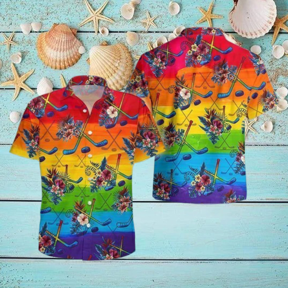 LGBT Proud Hockey Flowers Tropical Hawaiian Shirt For Hockey Lover LGBT Proud Hockey Flowers Tropical Hawaiian Shirt For Hockey Lover
