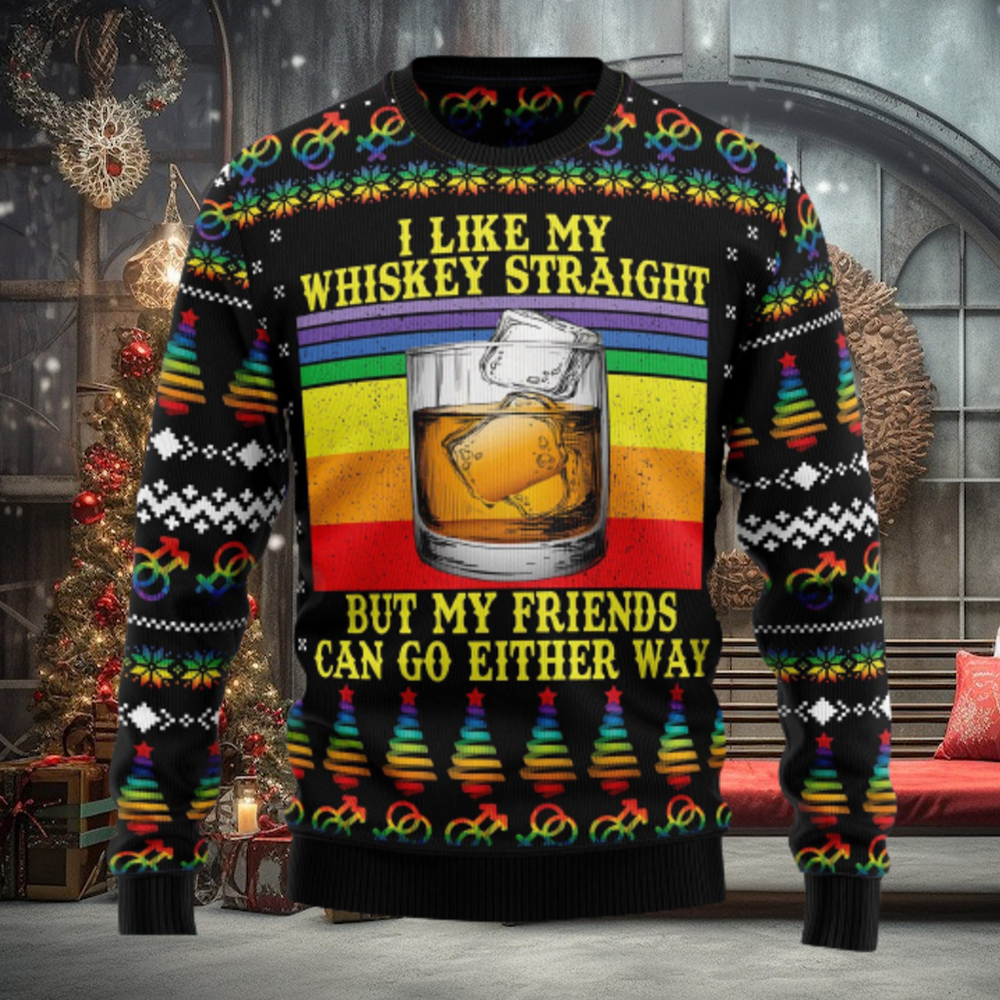 LGBT Whiskey Straight Ugly Christmas Sweater Thankgiving Gift Men Women LGBT Whiskey Straight Ugly Christmas Sweater Thankgiving Gift Men Women