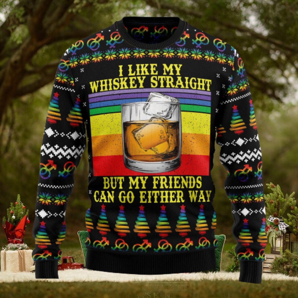LGBT Whiskey Straight Ugly Christmas Sweater Thankgiving Gift Men Women LGBT Whiskey Straight Ugly Christmas Sweater Thankgiving Gift Men Women