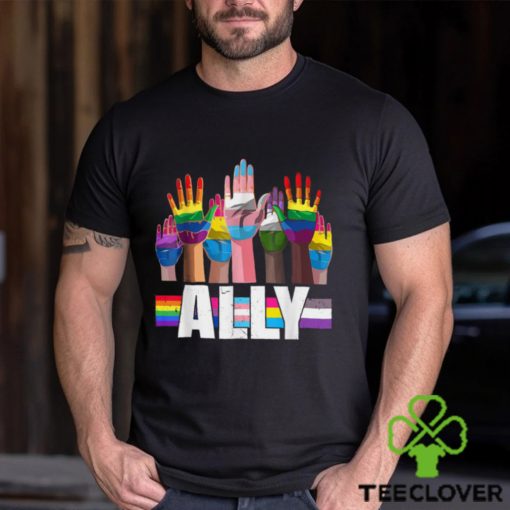 LGBTQ Ally For Gay Pride Month Transgender Flag Distressed T Shirt