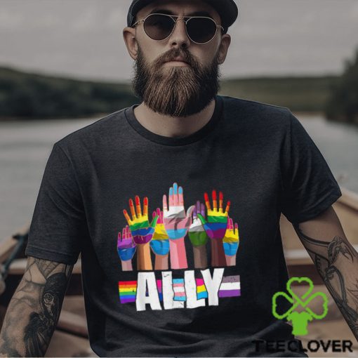 LGBTQ Ally For Gay Pride Month Transgender Flag Distressed T Shirt