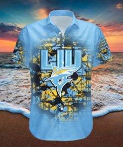 LIU Sharks Hawaiian Shirt Camouflage NCAA Summer Custom Number hawaiian shirt