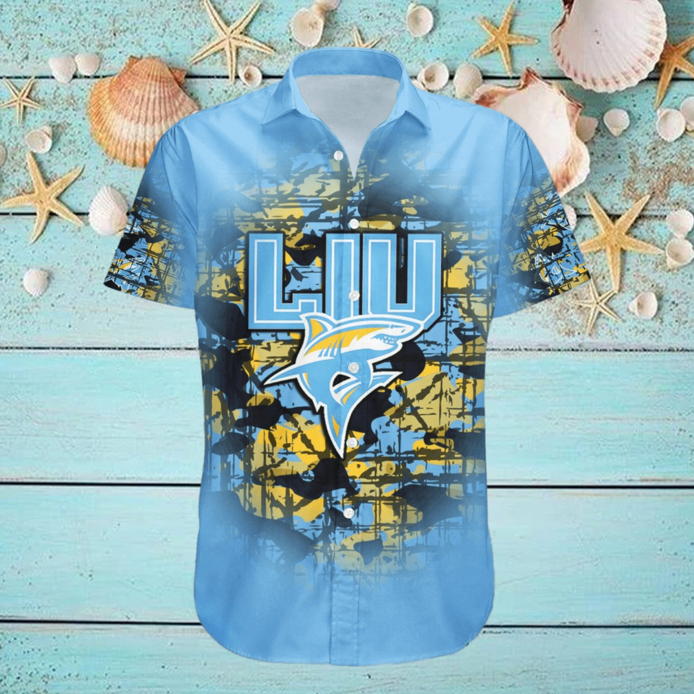 LIU Sharks Hawaiian Shirt Camouflage NCAA Summer Custom Number hawaiian shirt LIU Sharks Hawaiian Shirt Camouflage NCAA Summer Custom Number hawaiian shirt